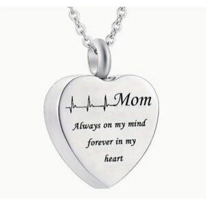 Mom / Mother Memory Heart Cremation Urn Pendant Necklace For Ashes
